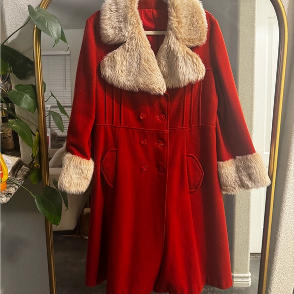 Vintage 60s Faux Fur Trim Coat - Picture 2 of 9